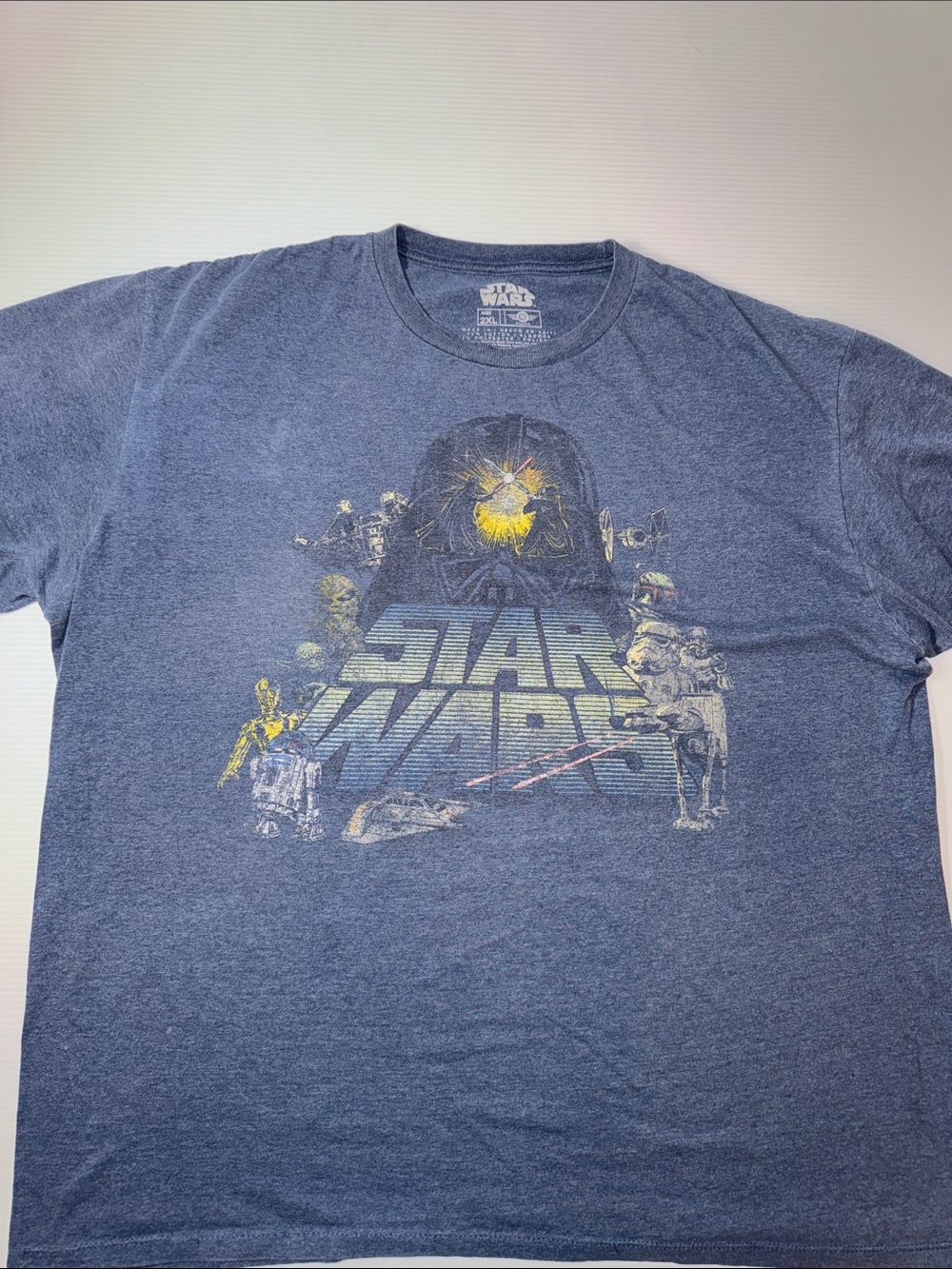 Star Wars Heather Navy Graphic Tee with Vintage Logo
